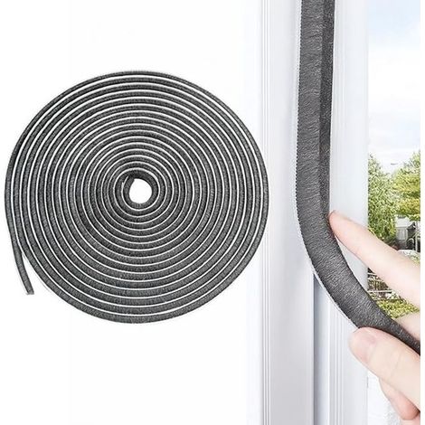 Nastro sigillante autoadesivo - 9 mm (L) x 15 mm (P) x 5 m (L) - Per porte, finestre, armadi, paraspifferi anti-insetti, grigio (1/5)