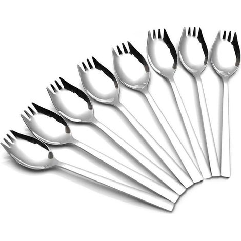 8pcs Couverts 2 en 1 fourchette cuillère - Acier inoxydable 304 Multi usage - Fruits crème glacée camping plein air (1/5)