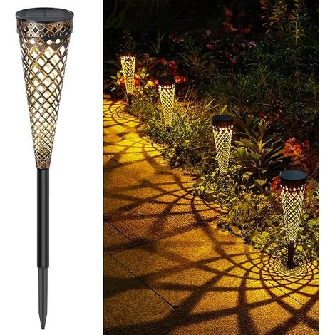 Pack of 4 Solar Outdoor Garden Light 800 mAh with Warm Light IP65 Resistant Outdoor Lighting Solar Garden Decoration for Path Yard Lawn (1/5)