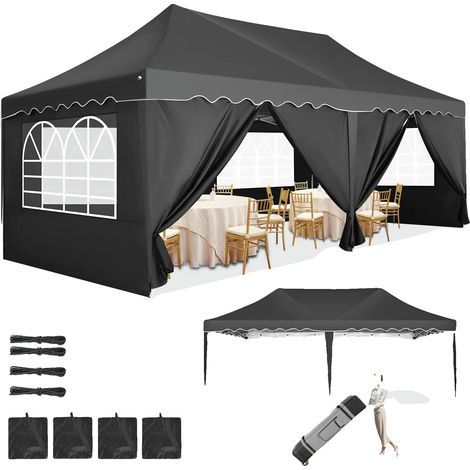Tente Canopy, Imperméable, Montage Facile, Noir (1/2)