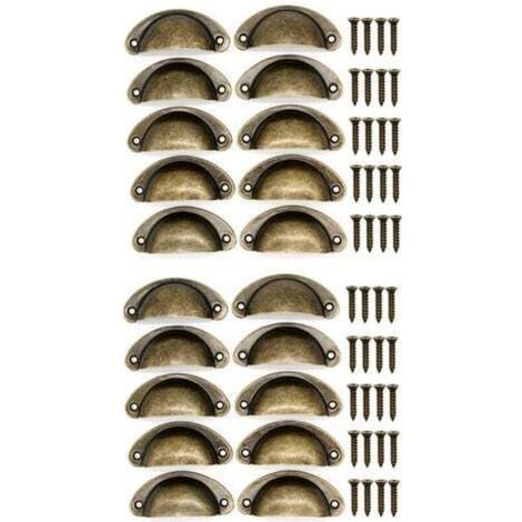 20 Poignées De Tasse Coquille Couleur Bronzée, Poignées De Tirage De Tiroir Vintage, PoignéEs Et Boutons De Porte De Placard De Cuisine Rétro Semi-Cercle, PoignéEs De Porte De Commode De Meub