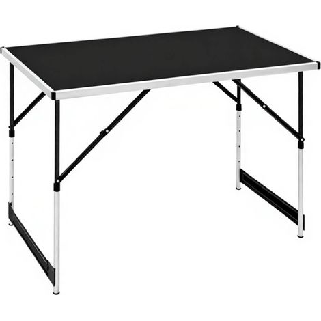 CHICFURN Mesa de camping plegable 100x60 cm aluminio MDF negra altura regulable exterior (1/5)