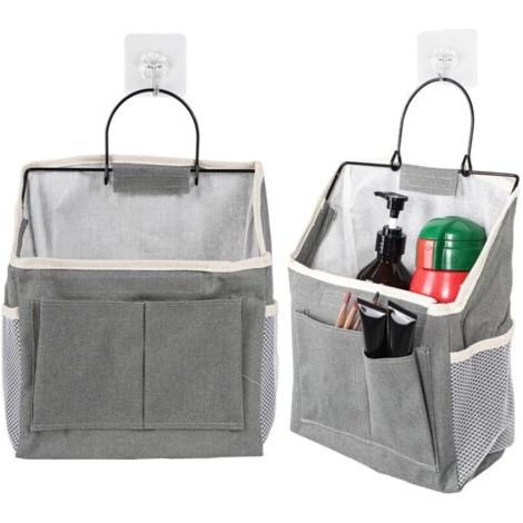 BUNTHAUS Deux sacs de rangement pliables et suspendus, pouvant être accrochés à un mur ou à une porte, chaque sac étant muni d'une poche. (1/5)