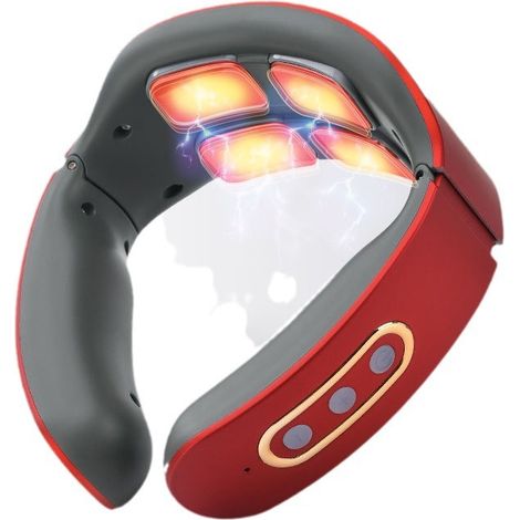 Masajeador de cuello, nuevo masajeador de cuello para el dolor de cuello con diseño de 4 cabezales, masaje de columna cervical con calor eléctrico, alivio del dolor para el hogar. (1/5)