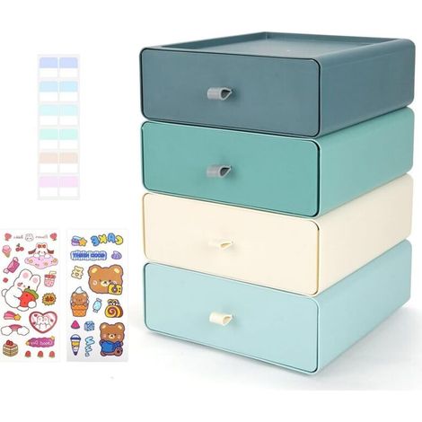 Bardusch-2PCS Tiroir Rangement Plastique Empilable, Boite Rangement Bureau Organisateur de Cosmétiques pour Salles de Bain Bureaux (Morandi) (1/5)