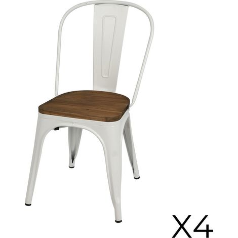 Set di 4 sedie in metallo bianco stile industriale. Collezione FACTORY.