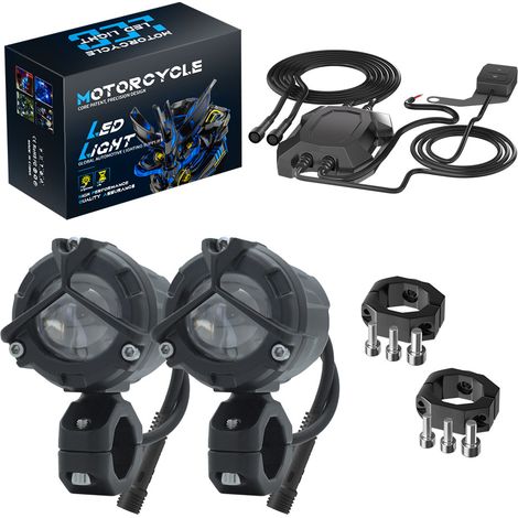 Projecteur supplémentaire moto 34W CSP3570 DC9-60V IP65, double couleur blanc jaune faisceau mixte, haute/basse + clignotant, avec protection, éclairage auxiliaire pour moto voiture 4x4 camion bateau( (1/5)
