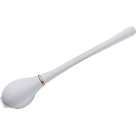 Brosse de toilette en silicone blanc perle, innovante, légère et luxueuse, avec ouverture et fermeture automatiques. Nettoyage en profondeur. (1/5)