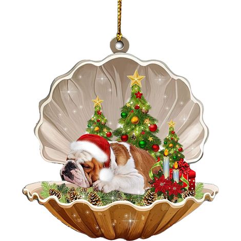 Pendentif en forme de coquille de nol pour chien endormi, décoration suspendue en acrylique, ornement d'arbre de voiture, décoration de maison (1/5)