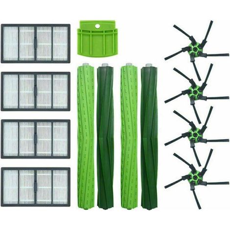 Set di 20 - Kit di ricambio per aspirapolvere - adatto per iRobot Roomba I7+ E5 E6 i7 - E5 - E6 - E7 – Kit di 2 spazzole – 8 filtri HEPA – 8 spazzole laterali - Una spazzola flessibile, un cacciavite (1/5)