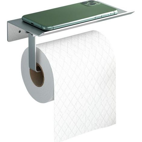 Wandmontierter Toilettenpapierhalter aus Aluminium (perforiert) mit geräumigen Ablagen für Bad und Küche (1/4)