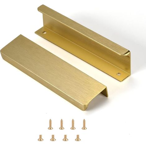 8 Poignées D'armoire De Cuisine Cachée Encastré,Poignée De Meuble Invisible Poignées De Tiroir En Métal,Moderne Quincaillerie De Placard,Alliage D'aluminium,D'or(Length 120mm)