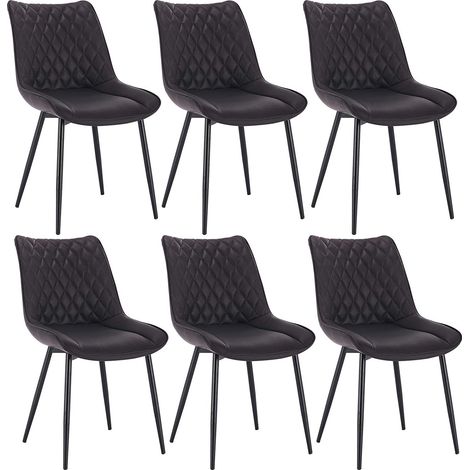 Lot de 6 Chaises de salle à manger en Similicuir WOLTU - 46x40, 5x85, 5cm - Pieds en métal - Charge max 100 kg - Anthracite
