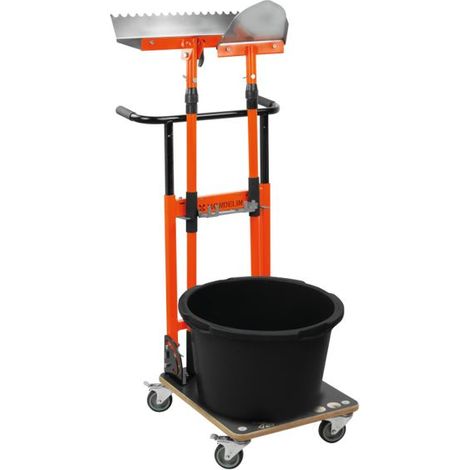 Mondelin – Set carreleur Carelo complet – Chariot pliable avec seau grande capacité – Outils sur perche pour application précise – Pour chantiers humides