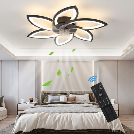 COMELY Ventilatore da soffitto a LED silenzioso con illuminazione, lampada da soffitto da 70 W con ventilatore e telecomando, lampada dimmerabile con ventilatore, 6 luci, soggiorno, camera da letto, n