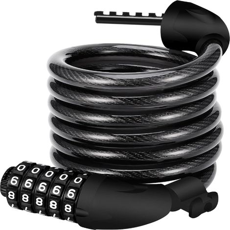 Antivol de vélo à combinaison 5 chiffres, câble 120 cm, haute sécurité avec support (1/5)