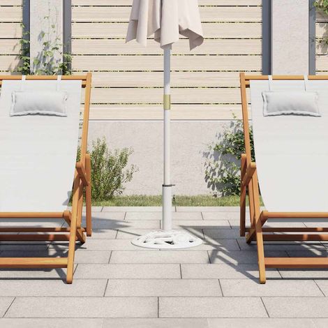 Socle de parasol, Support parasol Robuste de Qualité, Blanc 9 kg 40 cm Fonte OIB3332E (1/5)