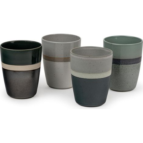 Bredemeijer Set de Tassen de Teetassen de 4 Stück - Tassen de Keramik de Farben mit Design de Streifen - je de 200 ml de Fassungsvermögen