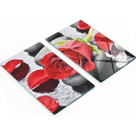 Taglieri e vassoi decorativi in vetro con rose rosse, 2x30x52 cm (1/5)