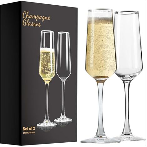 Glass Champagne Flute Glasses for Women Men Birthday Wedding Christmas Gift (1/5)