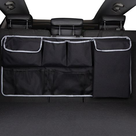 Organizzatore per bagagliaio auto, organizer per sedile posteriore di grande capacità con 4 tasche e 2 tasche a rete, borsa da carico pieghevole impermeabile per SUV, camion, minivan