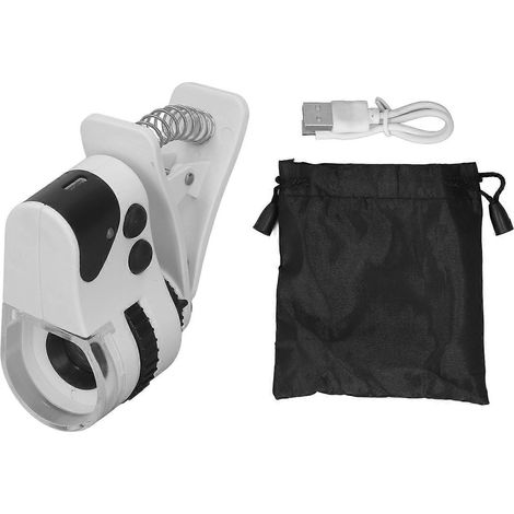 Handy-Clip-On-Mikroskop, 50-fache Vergrößerung, einstellbarer Fokus, USB-aufladbar, Clip-On-Lupe