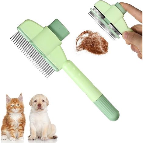 Spazzola autopulente per cani e gatti, verde (1/2)