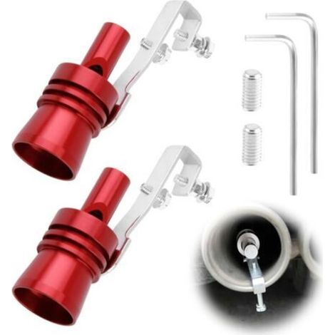 2 Pièces Turbo Whistle, Sifflet Tuyau d'Échappement de Voiture Taille XL, Blow-off Turbo Sound Simulator en Aluminium, Accessoire de Voiture Universel pour Modification(Rouge) (1/5)