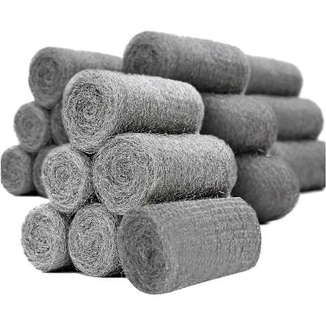 24 rouleaux de laine d'acier pour la lutte contre les rongeurs. Ces rouleaux de laine d'acier à mailles fines sont spécialement conçus pour nettoyer et boucher les petits trous. (1/5)