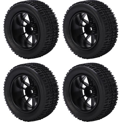 Satz von 4 75-mm-Gummireifen (vorne und hinten) und 12-Speichen-Felgen für Wltoys 144001 funkgesteuertes Geländeauto im Maßstab 1:14. (1/5)