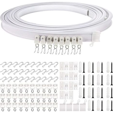 Rail de rideau flexible et incurvé pour plafond, support de tringle simple pliable pour cloison de séparation, fenêtre, plafond ( montage supérieur de 5 mètres)