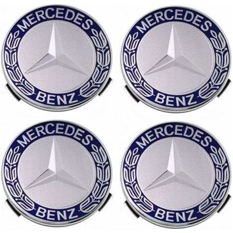 Lot de 4 cache-moyeux 75 mm pour Mercedes Benz – Plastique ABS – Installation facile et esthétique améliorée – Couleur bleue (1/5)