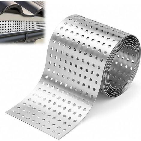 Gutter Grate, 23 ft x 80 mm Aluminium Grid, Perforated Durable Aluminium Strip to Prevent Birds, Leaves and Insects from Entering the Roof (1/5)