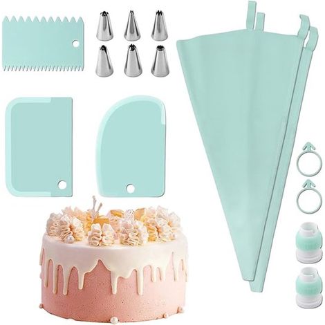 Poches à douille avec embouts, lot de 15, distributeur de crème réutilisable, poches à douille multi-usages, distributeur de décoration, pour la pâtisserie et la décoration (1/5)