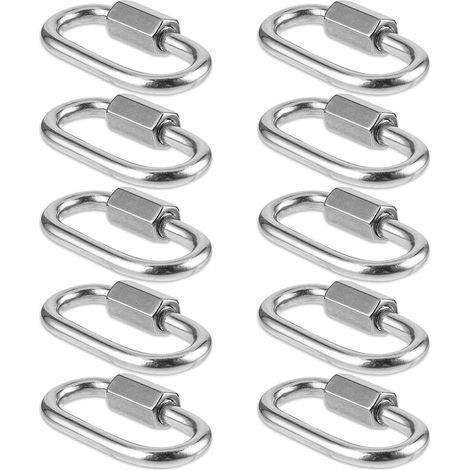 Lot de 10 petits mousquetons robustes en acier inoxydable 304 M3.5 avec vis pour camping, randonnée, hamac (1/5)
