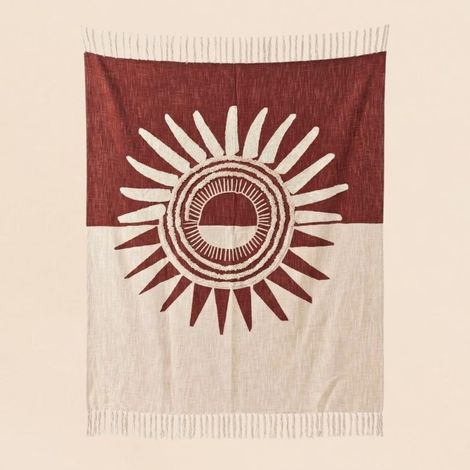 Plaid jeté de canapé coton flammé soleil terracotta 125x150cm (1/5)