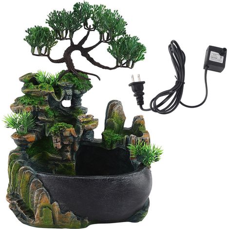 Fontaine de bureau cascade petite rocaille humidificateur décoration de bureau à la maison prise américaine 110 V (1/5)