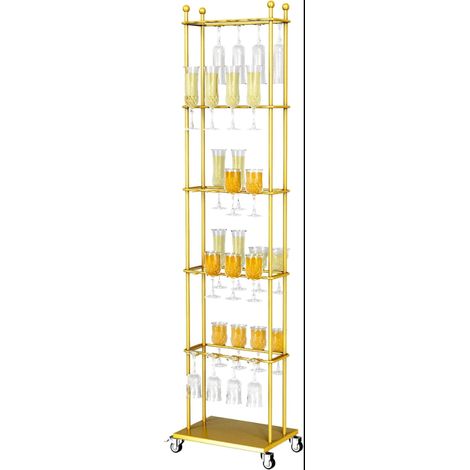 Gold Removable Champagne Drink Tower Holds Tower for Cocktails Champagne Holder for Wedding Party Celebration Four Wheel Wine Rack (1/5)