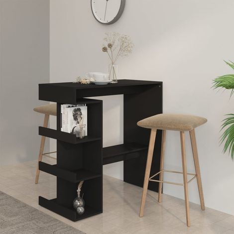 Table de bar étagère de rangement Comptoir de Cuisine, Table de Cuisine, Noir 100x50x101,5 cm Chic-694320 (1/5)
