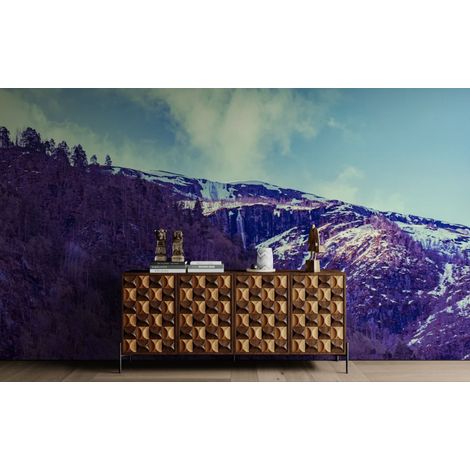 papier peint montagne – relief nordique brumeux - 150 x 250 cm (1/2)