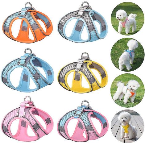 Harnais réfléchissant pour chien, style gilet d'été, respirant, pour chiens de petite et moyenne taille - L - Bleu gris (1/5)