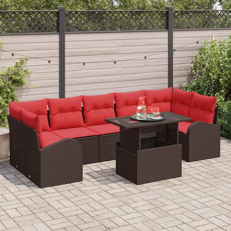 Set Divano da Giardino 8 pcs Marrone Rattan in Polipropilene vidaXL (1/5)