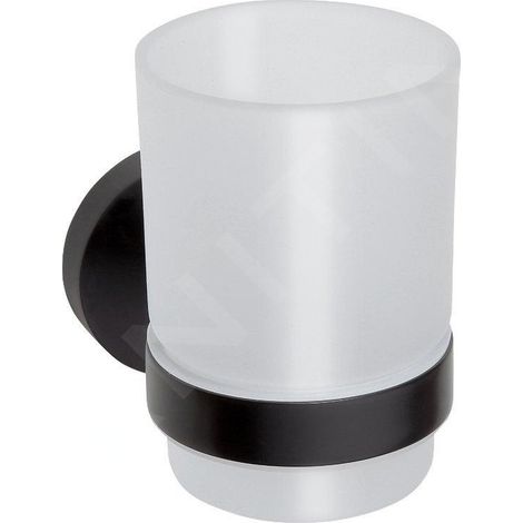 Sapho X-Round - Verre pour brosse à dents et dentifrice, verre mat / noir XR903B