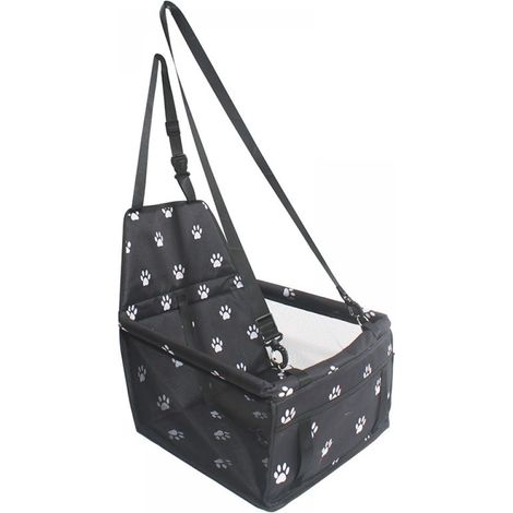 Sac de transport pour chien en tissu Oxford, siège auto respirant et lavable, sac de transport pliable pour animaux de compagnie, adapté aux petits animaux (imprimé noir).