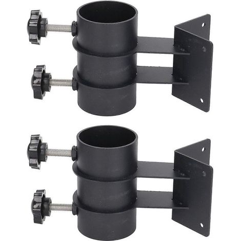 Lot de 2 supports latéraux pour parasol de terrasse, en acier, avec pince de fixation et base à clip pour terrasse, balcon ou cour extérieure. (1/5)