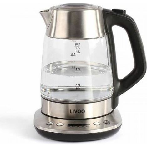 Theiere Electrique Bouilloire électrique sans fil LIVOO DOD165 - Gris - Température réglable - Infuseur a thé amovible