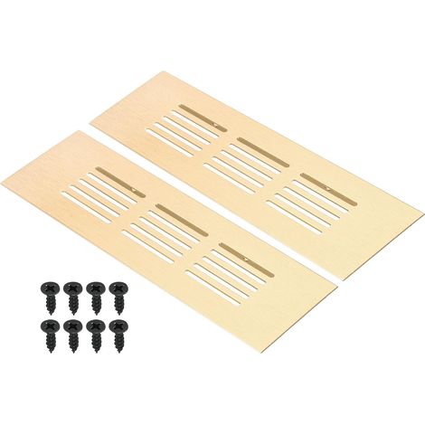 Grille de Ventilation Rectangulaire de 6 x 2 Pouces, 2 Pièces, en Aluminium avec Vis de Fixation pour Porte D'Armoire et de Garde-Robe, Couleur Dorée (1/5)