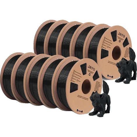 Filamento per stampa 3D, ecologico, facile da usare, PLA nero, 10 rotoli (1/2)