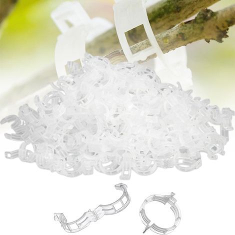 Clips Support pour Attacher Les Plantes de Jardin, Plant Support Clips, Clip en Plastique sécurisé pour Plantes, Attache Tomate pour Les légumes Tomate Vigne tiges (300, Blanc) (1/5)