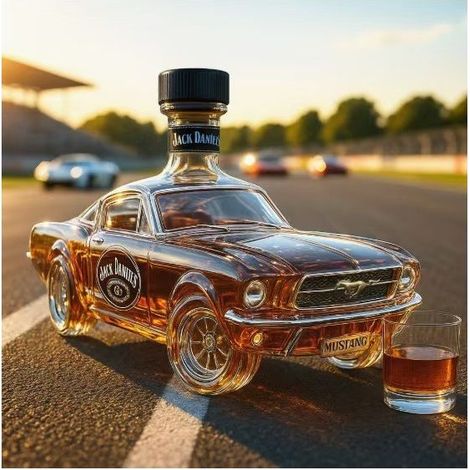 300-ml-Glasflasche für Whisky – Design im Automobil-Stil – Für Whisky, Bourbon und Rum – 1 eleganter Dekanter (1/5)